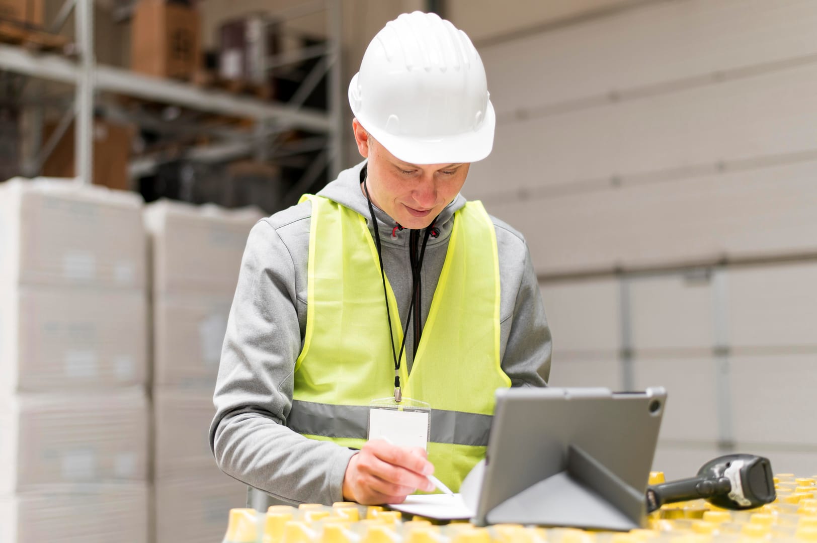 Engineer with tablet